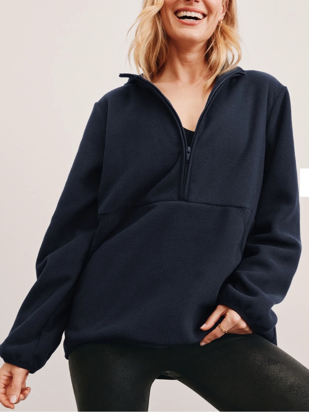 Beyond Yoga Explorer Navy Quarter-Zip Fleece Pullover
